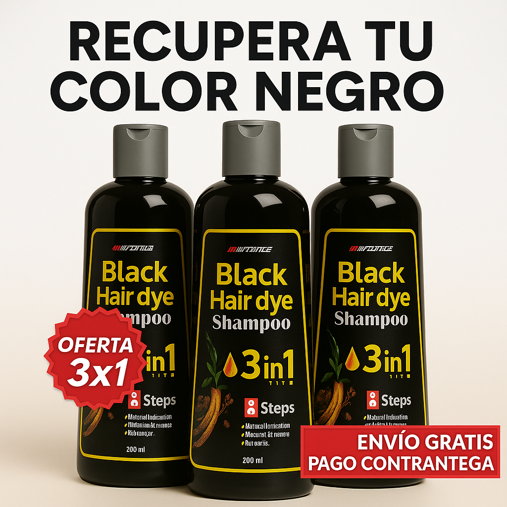 Oferta Especial 3x1: Black Hair Dye™ - Shampoo Tinte Nutritivo Anti-Canas de Efecto Inmediato