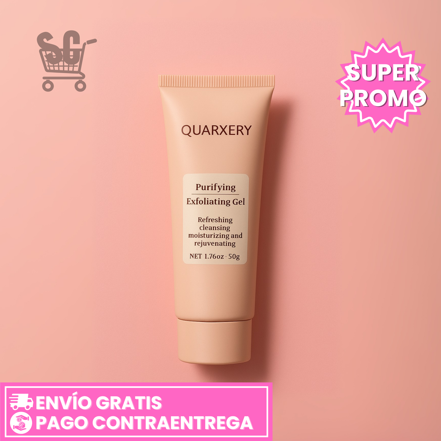Quarxery™: Gel Exfoliante Suave Para Piel Sensible, Limpia Sin Irritar y Deja Un Brillo Natural