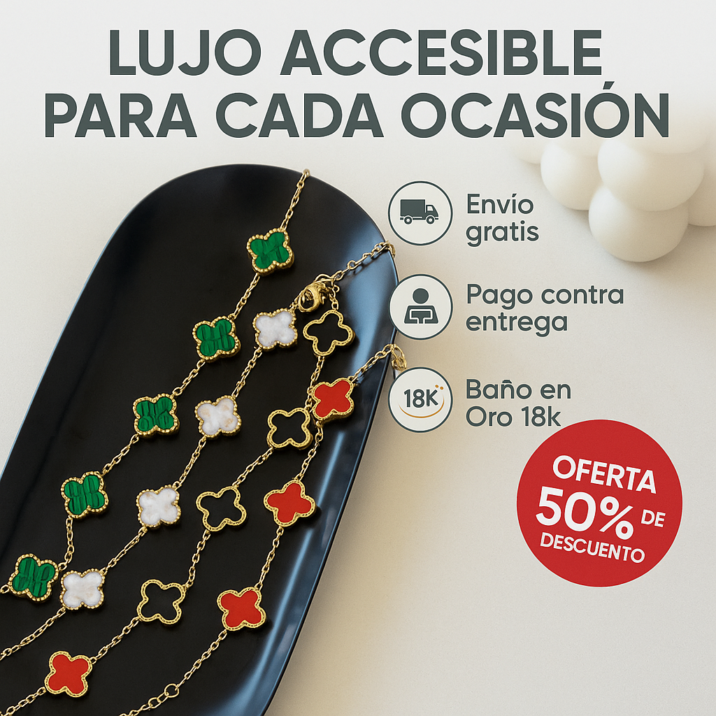 Pulsera Van Cleef Bañada en Oro de 18K + Caja de Regalo
