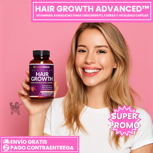 HAIR GROWTH ADVANCED - SIN AZUCAR - LOGRA UN CABELLO DE ENSUEÑO DESDE LOS PRIMEROS 7 DÍAS
