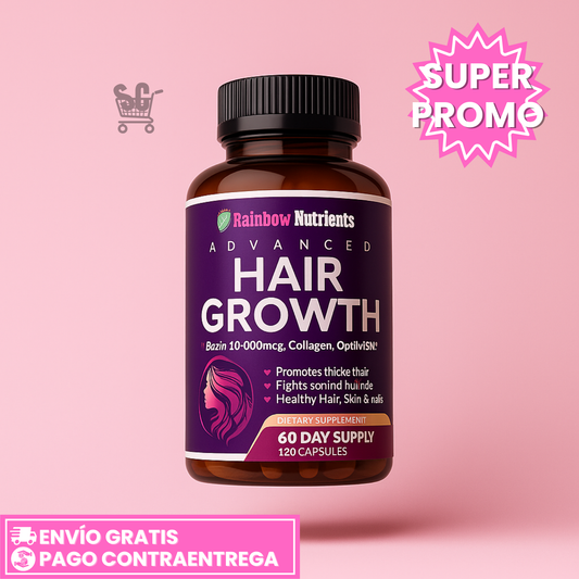 HAIR GROWTH ADVANCED - SIN AZUCAR - LOGRA UN CABELLO DE ENSUEÑO DESDE LOS PRIMEROS 7 DÍAS